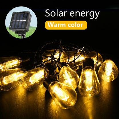 LED Solar String Lights Christmas Decoration Light Bulb IP65 Waterproof Patio Lamp Holiday Garland For Outdoor Garden Furniture