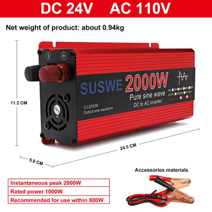 Pure Sine Wave Inverter 12V/24V/48V/60V To AC 110V 220V 3000/2200/2000/1000W Voltage Transformer Power Converter Solar Inverter