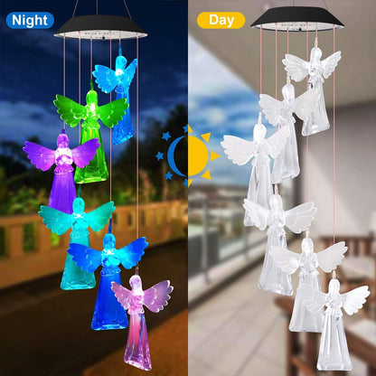 Color changing Solar Wind Chime Crystal Ball Hummingbird Wind Chime Lamp Waterproof Outdoor Use for Courtyard Garden Decoration