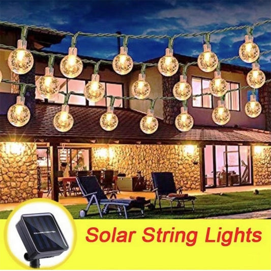 Solar-Lichterkette für den Außenbereich, Kristall-Lichterkette, Weihnachtsgirlande, 8 Modi, wasserdichtes Terrassenlicht für Garten-Party-Dekoration