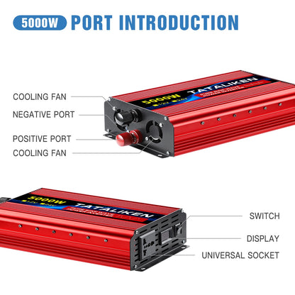 Inverter DC12V/24V To AC 220V Voltage 50/60HZ Power Solar Transformer Pure Sine WaveConverter With LED Display Universal Socket