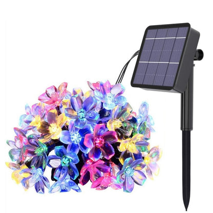 Solar Garlands Light 5m 7m 12m Peach Flower Solar Lamp Power LED String Fairy Lights Garden Wedding Decor for Outdoor