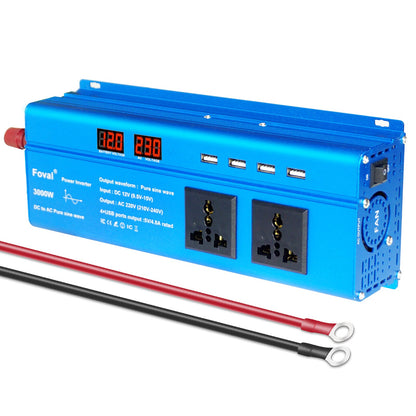 DC 12V to AC 220V Pure Sine Wave Inverter 1000W/1500W/2200W/2600W/3000W LED Voltmeter Converter Transformer Universal EU Socket