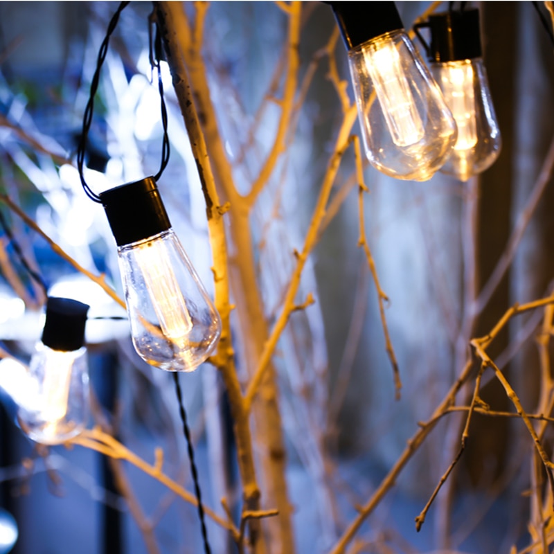 LED-Solar-Lichterkette, Weihnachtsdekoration, Glühbirne, IP65, wasserdicht, Terrassenlampe, Urlaubsgirlande für Gartenmöbel im Freien