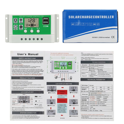 Regolatore di carica solare 12V24V Auto. Corrente di carica 30A20A10A per pannelli fotovoltaici 100W 200W 300W 400W 500W