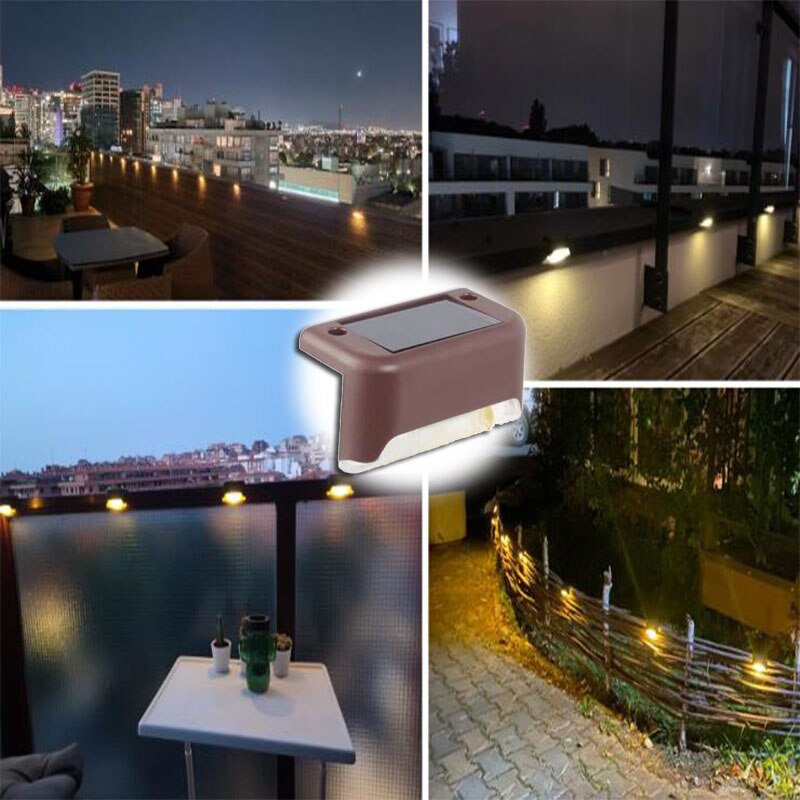 Lámpara de paso Solar LED blanca cálida, luces de jardín al aire libre para escaleras, luces impermeables para balcón, decoración para Patio, escalera, luz de valla