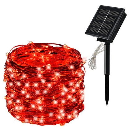 5M/10M20M30M Outdoor Solar LED Copper Wire Fairy Light for Garden Festive Wreath Christmas Decoration.