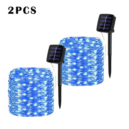 LED Solar Lights Outdoor Fairy String Light Festoon Lamp Waterproof 8 Modes Copper Wire Light for Garden Decor 52/32/22/7M