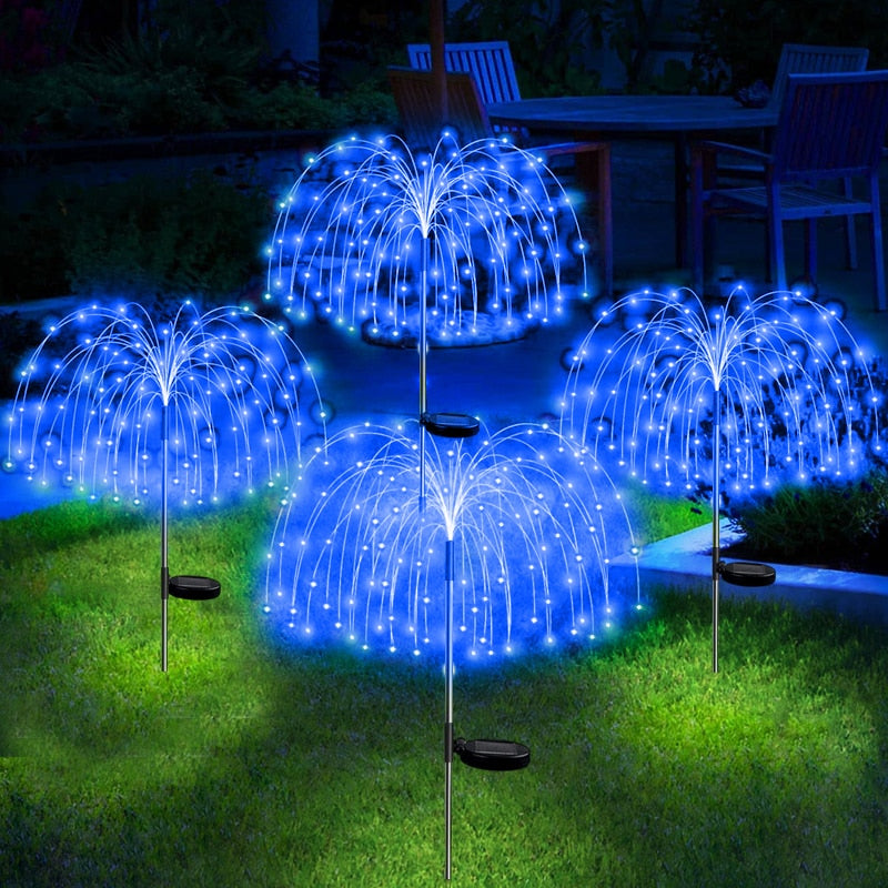 Luci a energia solare a LED Fuochi d'artificio Decorazione da giardino Luci da giardino Lampada da prato a tarassaco impermeabile per esterni per percorso patio