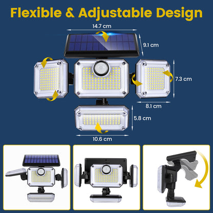 Solarleuchten für den Außenbereich mit Fernbedienung, Bewegungsmelder, Licht 112/333, LED-Wandleuchte, wasserdichter Scheinwerfer, Außenbeleuchtung für Garage