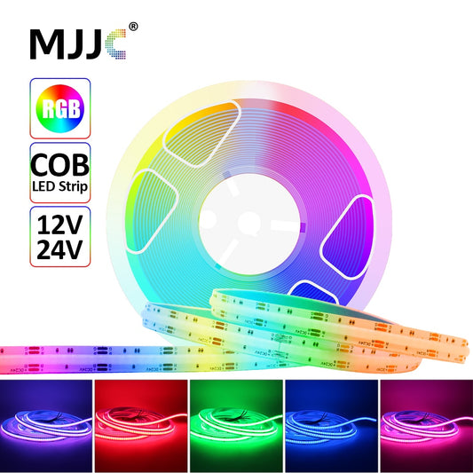 RGB COB LED-Streifenlicht, DC 12 V, 24 V, 756 LEDs/m, 840 LEDs/m, flexibles Band, lineare Lampe, Bandlichter, 1 m, 2 m, 3 m, 4 m, 5 m, Raumdekoration