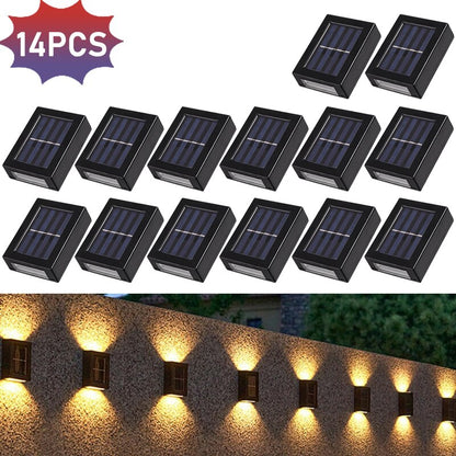 Solar Wall Lamps LED Outdoor Fence Deck Path Garden Patio Pathway Stairs Lights