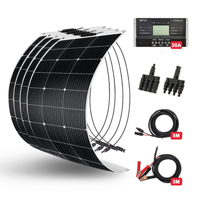 Dokio 18V/16V 100W 200W 400W Flexible Solar Panel Sets For Car/Home Waterproof Monocrystalline Solar China Charge 12V Battery