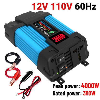 4000W Pure Sine Wave Inverter 12V/24V/48V/60V DC to AC 220V 110V Voltage Transformer Power Socket Converter for Car Home Outdoor