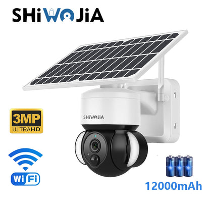 SHIWOJIA ST-518 Solar Camera - Wifi Outdoor Wireless Cctv Cloud H265 Solar Power Garden Lights Security Surveillance Battery Cam