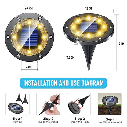 Upgraded 8/16 LED Solar lawn Lights Ground Outdoor Waterproof Solar Garden Decoration Lamps Disk Pathway Yard Landscape Lighting