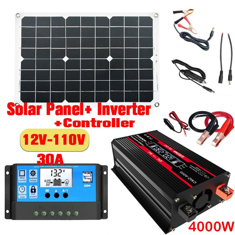 12V to 110V/220V Solar Panel, Solar Panelt TInverter +Controller 12V-110