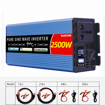 Micro inversor 12v/24v 110v/220v onda senoidal pura 5000w 4000w 3000w 2000w dc para ca 50/60 hz display lcd inteligente conversor de aumento de potência