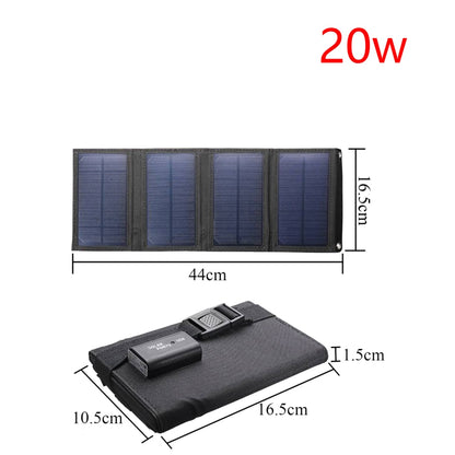 20W Outdoor Foldable Solar Panels Cell 5V USB Portable Solar Smartphone Battery Charger for Tourism Camping Hiking Phone Charger