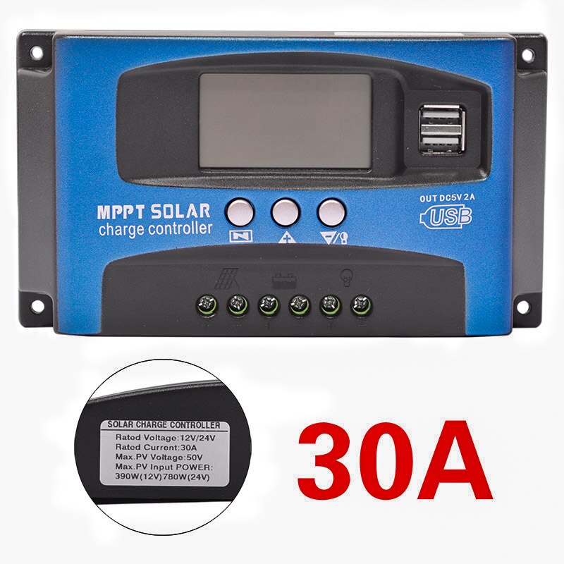MPPT Solar Laderegler LCD Display Dual USB 12V/24V Auto Solarzelle Panel Ladegerät Regler mit Last 30/40/50/60/100A