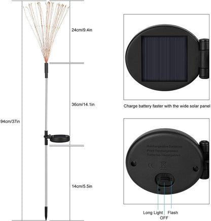 Solar Firework Light Grass Globe Dandelion 60/150/200 LED Fireworks Lamp For Garden Lawn Landscape Holiday Christmas Lights