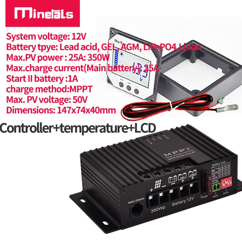 MPPT Controller 12v 25a Unterstützung Bluetooth APP Smart Solar Lade Controller Dual batterie MPPT Solar Regler Für RV Regler