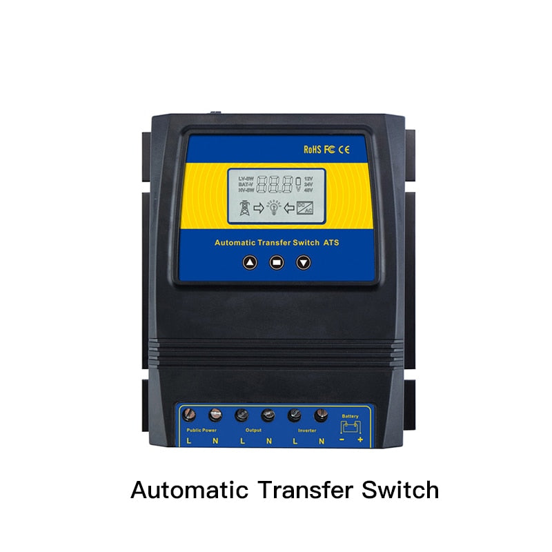 Automatico ATS Dual Power Transfer Switch Regolatore di carica solare per sistema eolico solare DC 12V 24V 48V AC 110V 220V on/off grid