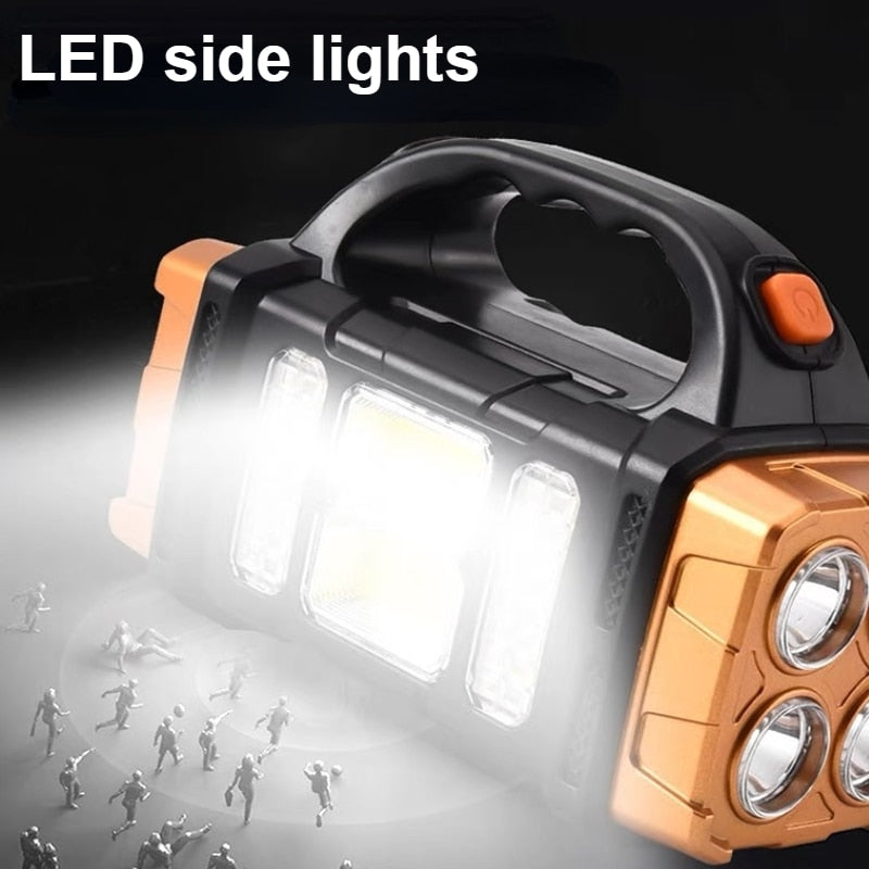 Solar-LED-Taschenlampe, tragbar, über USB wiederaufladbar, wasserdicht, COB-Taschenlampe, leistungsstarkes Solarlicht für Camping, Wandern
