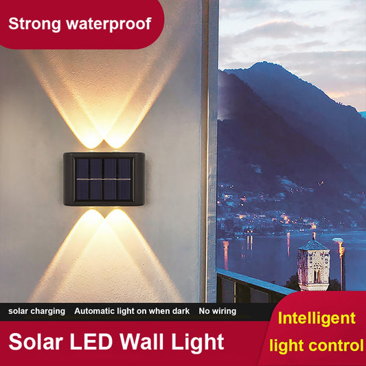 Lámpara de pared solar al aire libre impermeable arriba y abajo iluminación luminosa