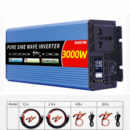 Micro inversor 12v/24v 110v/220v onda senoidal pura 5000w 4000w 3000w 2000w dc para ca 50/60 hz display lcd inteligente conversor de aumento de potência