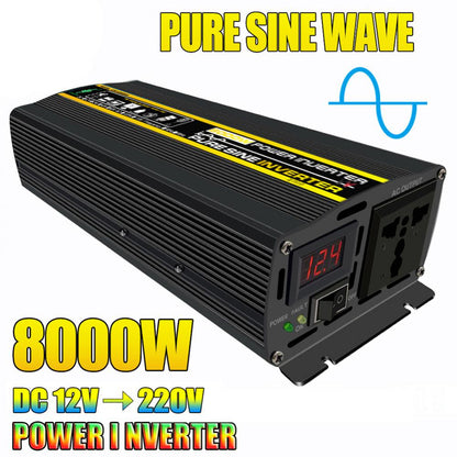 Pure Sine Wave Inverter DC 12V To AC220V 8000/6000/4000/3000W Portable Power Bank Converter Solar Inverter