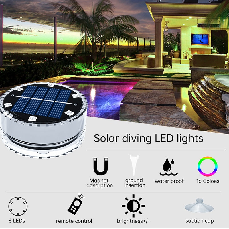 Solaire LED Piscine Lumière RVB Couleur Changeante Sous-Marine Solaire Applique Étanche Décoration Lumières pour Étang Fontaine Aquarium Patio