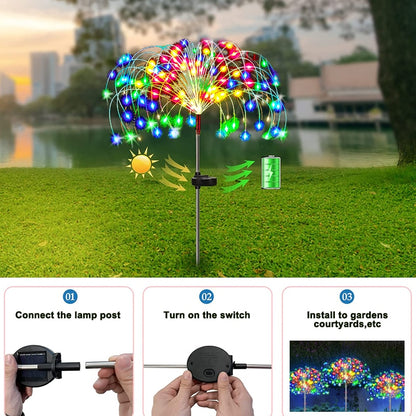 Solar LED Firework Fairy Lights Outdoor Garden Decoration Lawn Pathway Lights For Patio Yard Party Christmas Wedding Decor