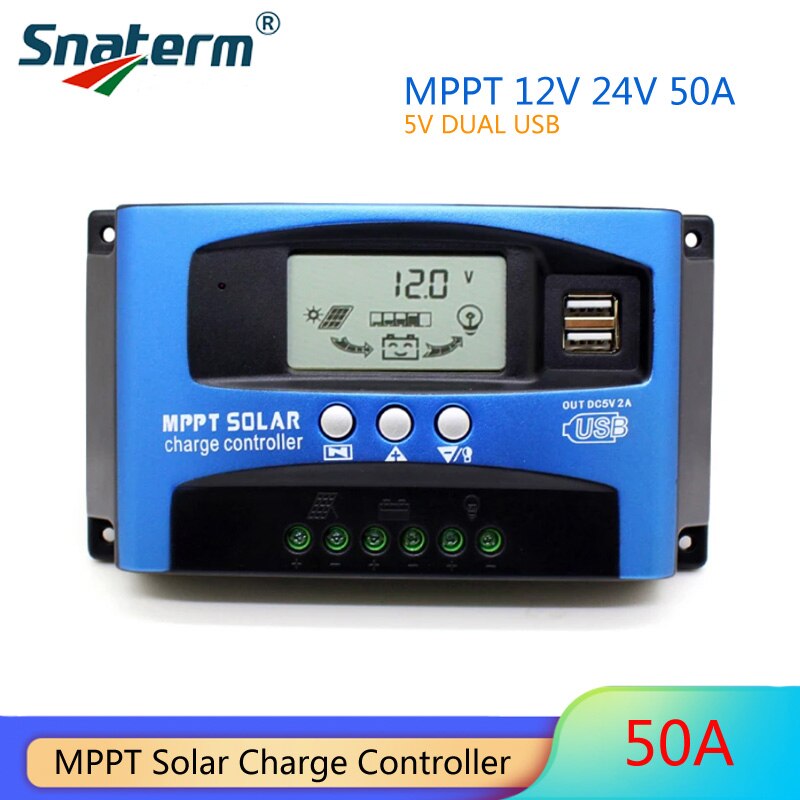 Contrôleur de Charge solaire MPPT 30A 40A 50A 60A 100A 12V/24V panneau solaire régulateur de batterie contrôleur de Charge double USB 5V2A usage domestique