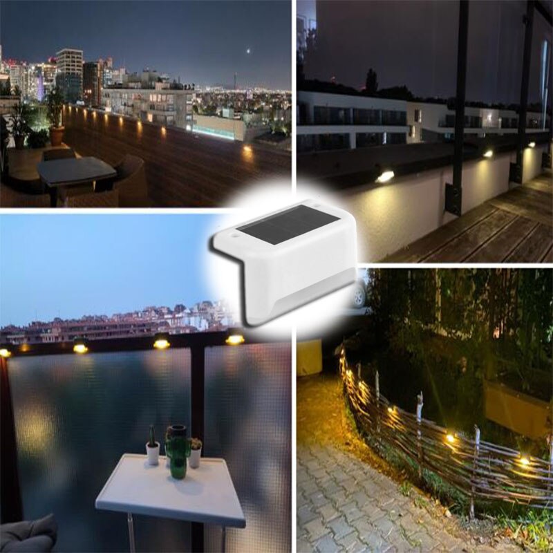 Warm White LED Solar Step Lamp Path Stair Outdoor Garden Lights Waterproof Balcony Light Decoration for Patio Stair Fence Light