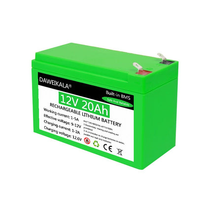 Nouvelle batterie au lithium rechargeable extérieure, batterie solaire, éclairage électrique, batterie au lithium 18650, 12V, 18650 + sans fret