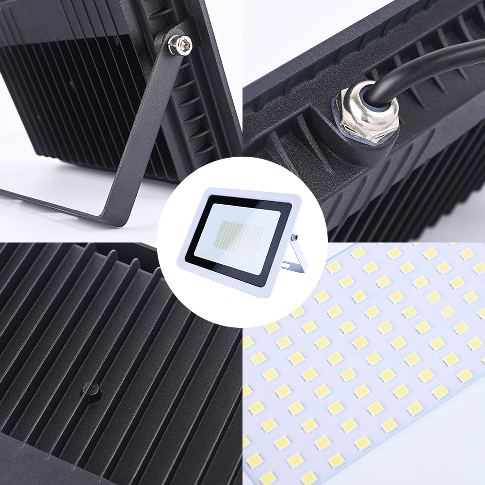 LED-Flutlicht, 100 W, 50 W, 30 W, 20 W, 10 W, AC 220 V, für den Außenbereich, IP68, wasserdicht, Reflektor, Scheinwerfer, Straßenlaterne, Wandleuchte, Gartenbeleuchtung