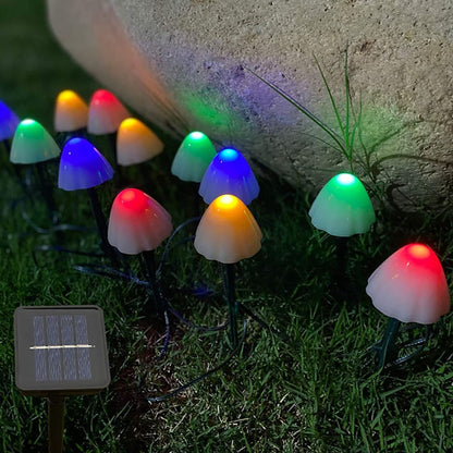 LED Outdoor Solar Garden Lights Mushroom String Lawn Lamps Waterproof Garland Landscape Decoration for Yard/Path/Party/Street