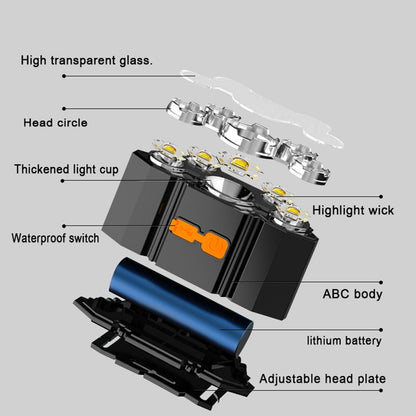 USB Rechargeable Headlamp Portable 5LED Headlight Built in Battery Torch Portable Working Light Fishing Camping Head Light