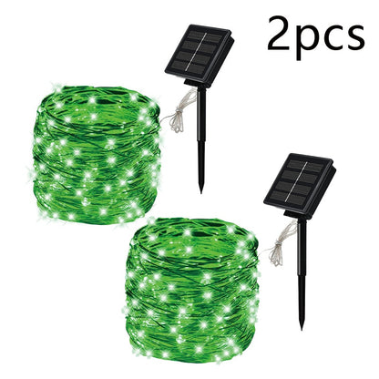 5M/10M20M30M Outdoor Solar LED Copper Wire Fairy Light for Garden Festive Wreath Christmas Decoration.