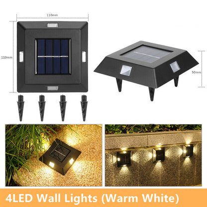 LED Solar Wall Light Outdoor Waterproof Solar Lamp Fence Deck Garden Patio Pathway Stair Street Landscape Balcony Decoration