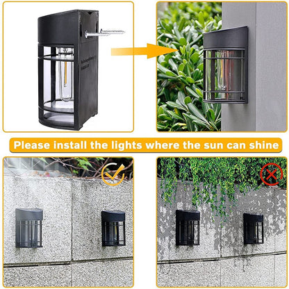 LED Solar Wall Lamp Outdoor IP65 Waterproof Garden Lamp Solar Street Lamp Fence Yard Tungsten Bulb New Retro Decorative Lamp