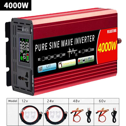 Micro inverter 12v/24v 110v/220v Pure Sine Wave 5000w 4000W 3000W 2000W DC To AC 50/60HZ Smart LCD Display Power  CE