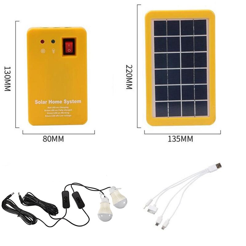 Kit de gerador de painel de energia solar de lítio para luz solar sistema doméstico pequeno 3 lâmpadas LED Destaque luz economizadora de energia iluminação solar