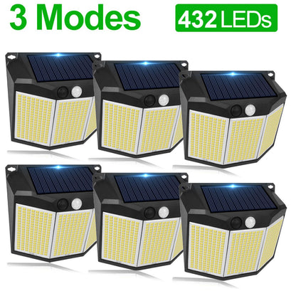 Solar Power Street Lamp Outdoor Solar Sensor Lights for Garden Decor 432 Led Reflector Lighting Waterproof energia Solar Lantern