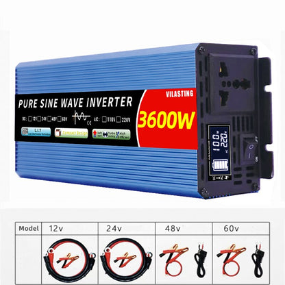 Micro inversor 12v/24v 110v/220v onda senoidal pura 5000w 4000w 3000w 2000w dc para ca 50/60 hz display lcd inteligente conversor de aumento de potência