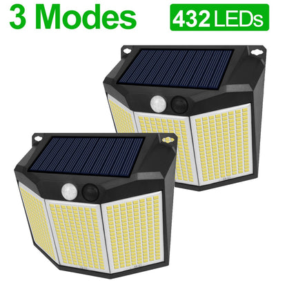 Solar Power Street Lamp Outdoor Solar Sensor Lights for Garden Decor 432 Led Reflector Lighting Waterproof energia Solar Lantern