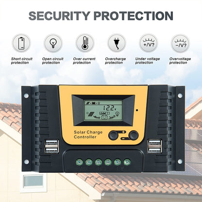 MPPT Solar Charge Controller 12v 24v 48v 10A 50A 80A Solar Controller Solar Panel Battery Regulator Dual USB 5V LCD Display