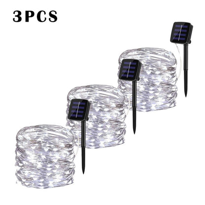 LED Solar Lights Outdoor Fairy String Light Festoon Lamp Waterproof 8 Modes Copper Wire Light for Garden Decor 52/32/22/7M