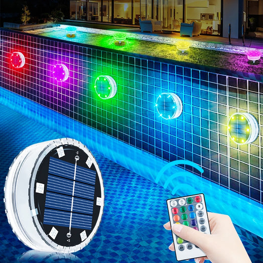 Luce solare per piscina a LED RGB Lampada da parete solare subacquea che cambia colore Luci decorative impermeabili per patio dell'acquario con fontana dello stagno